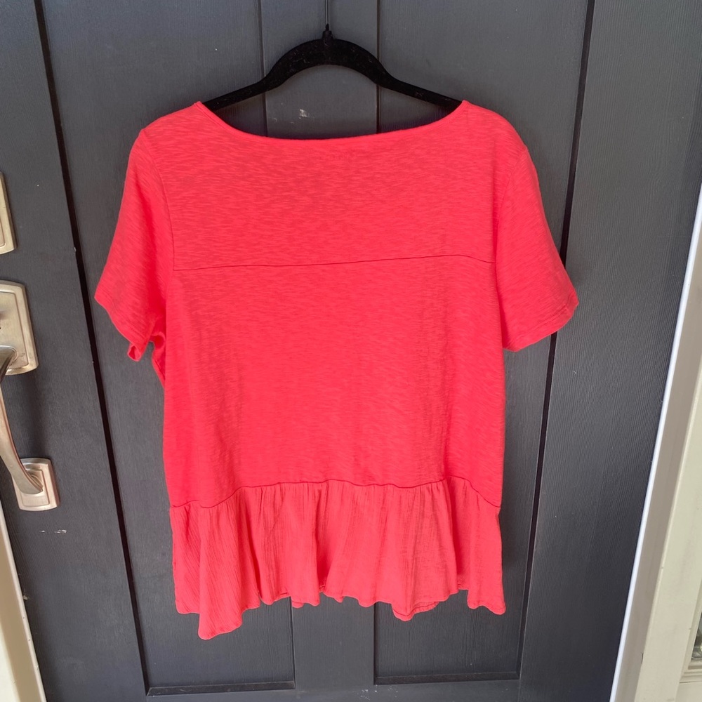 Peplum Shirt—1XP—Coral - Picture 3 of 4